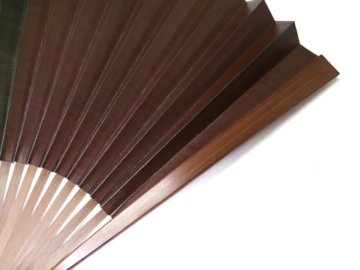 渋扇（しぶせん）2025①｜玄人好みの紳士用柿渋染め扇子｜臙脂色系染め分け7.5寸2種