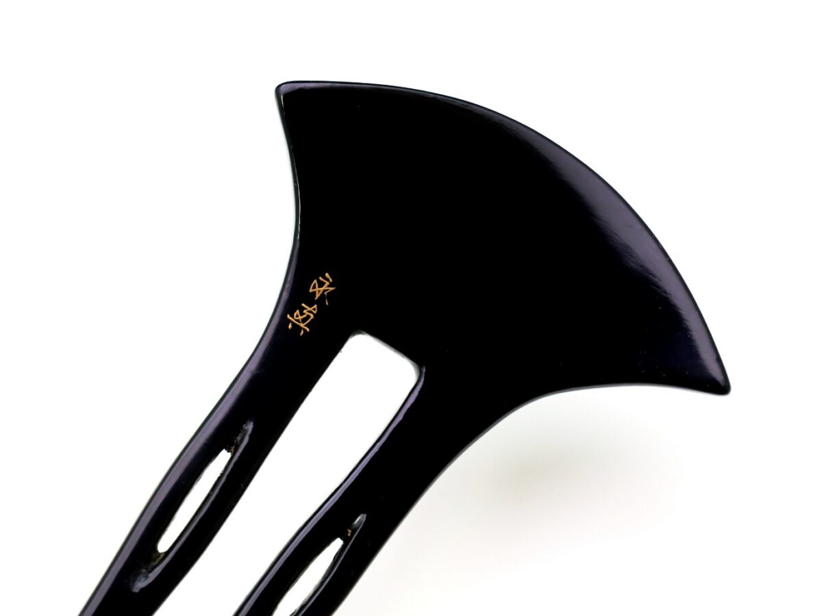 蒼翠色に美しく輝く螺鈿かんざし2025｜木製オーロラ煌めく簪