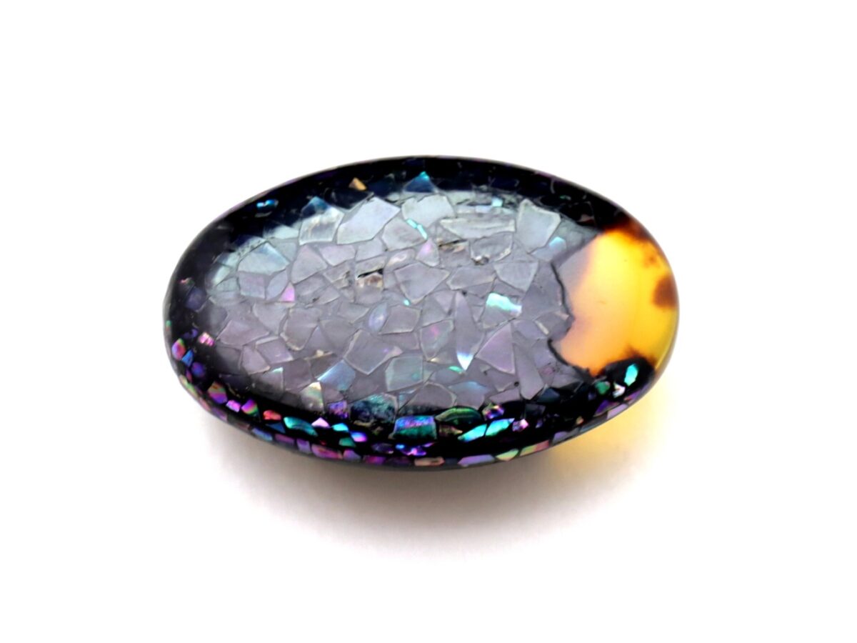 べっ甲螺鈿尽くし帯留2025｜ステンドグラスのような美しい輝き