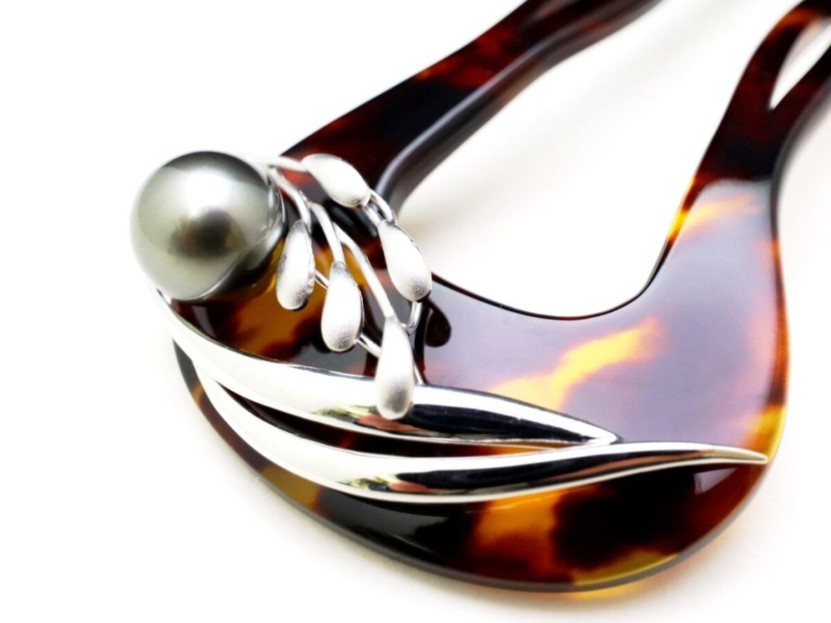 べっ甲アコヤ、南洋真珠、銀製稲穂装飾付かんざし｜準礼装にお勧め