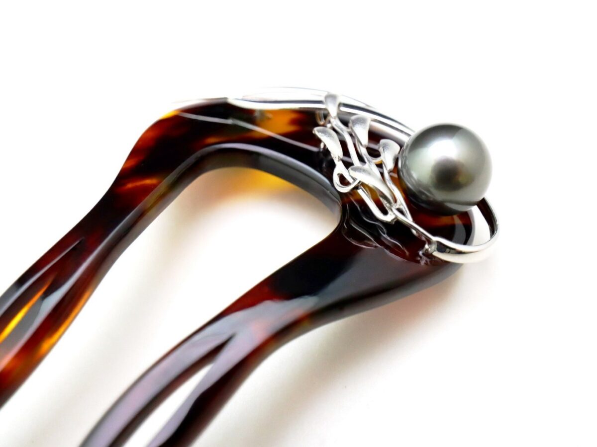 べっ甲アコヤ、南洋真珠、銀製稲穂装飾付かんざし｜準礼装にお勧め