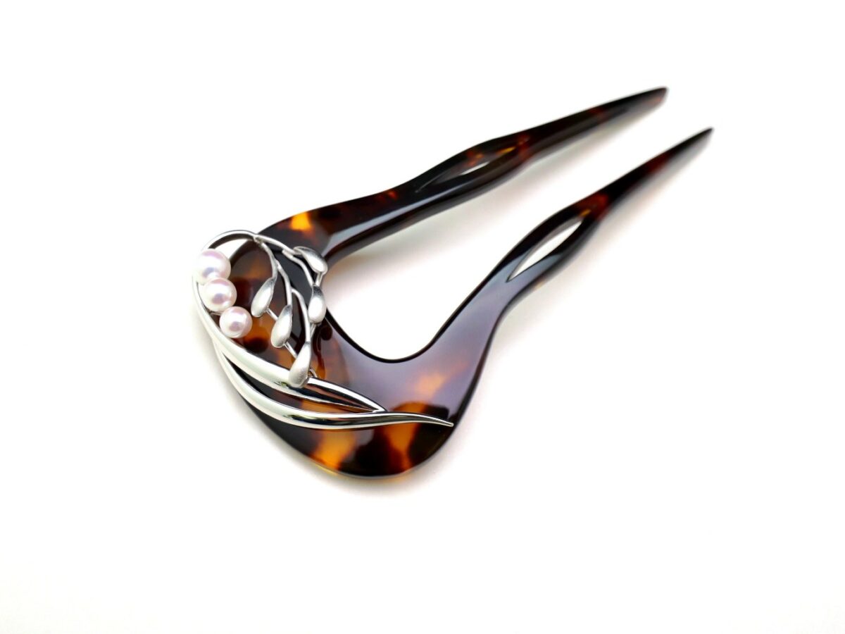 べっ甲アコヤ、南洋真珠、銀製稲穂装飾付かんざし｜準礼装にお勧め