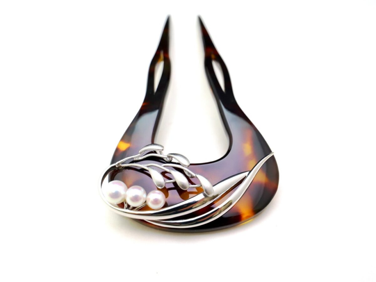 べっ甲アコヤ、南洋真珠、銀製稲穂装飾付かんざし｜準礼装にお勧め