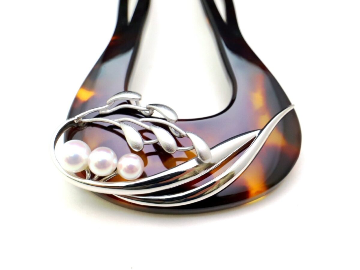 べっ甲アコヤ、南洋真珠、銀製稲穂装飾付かんざし｜準礼装にお勧め