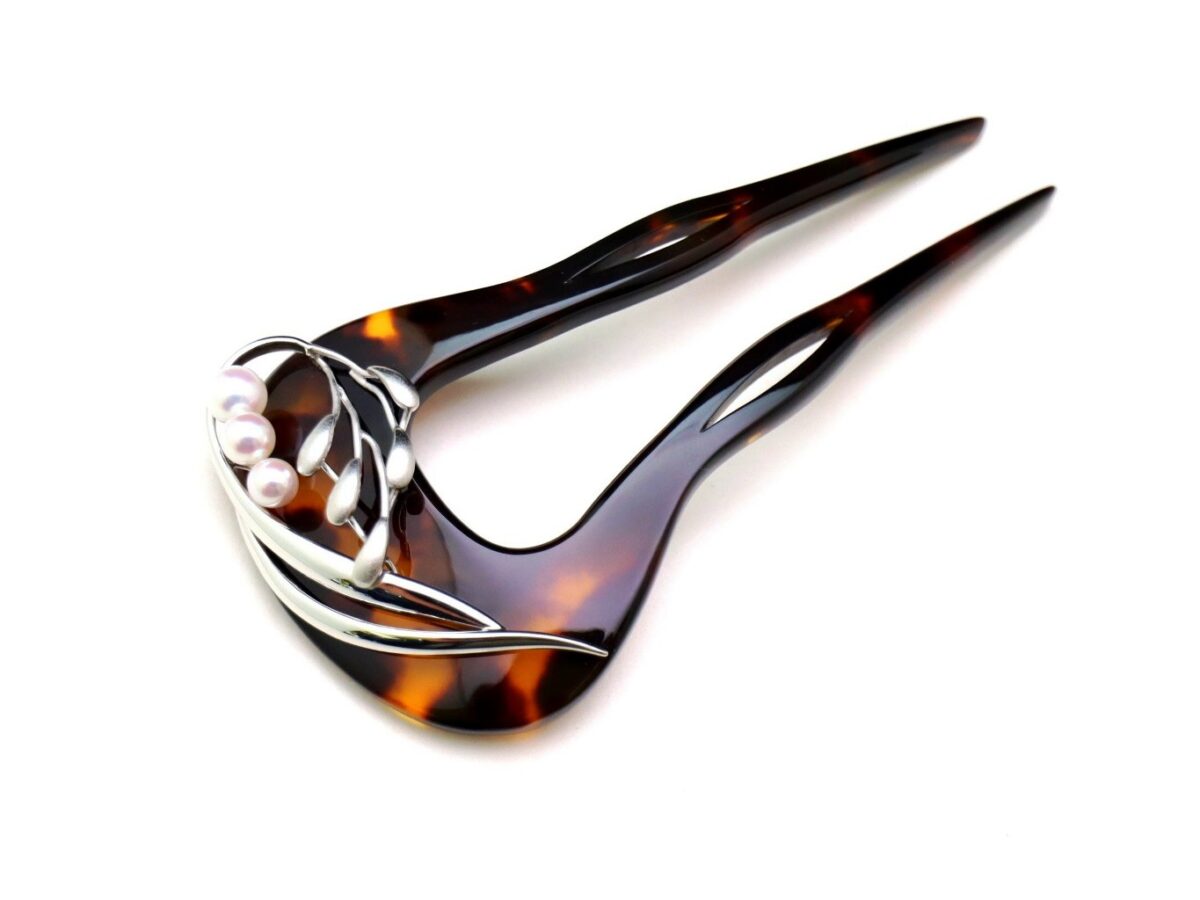 べっ甲アコヤ、南洋真珠、銀製稲穂装飾付かんざし｜準礼装にお勧め