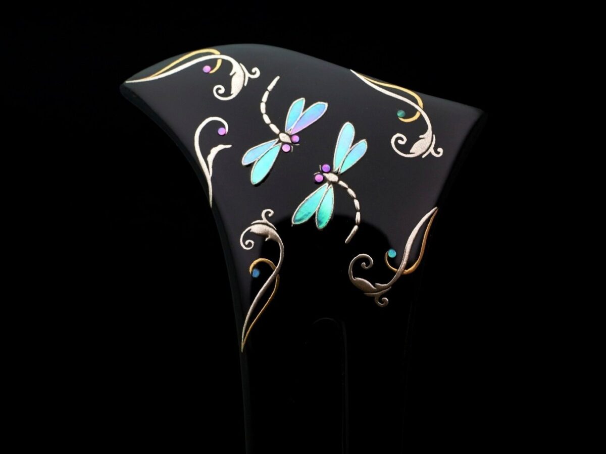 縁起ものの蜻蛉（勝虫）｜木製漆蜻蛉螺鈿金蒔絵かんざし2026