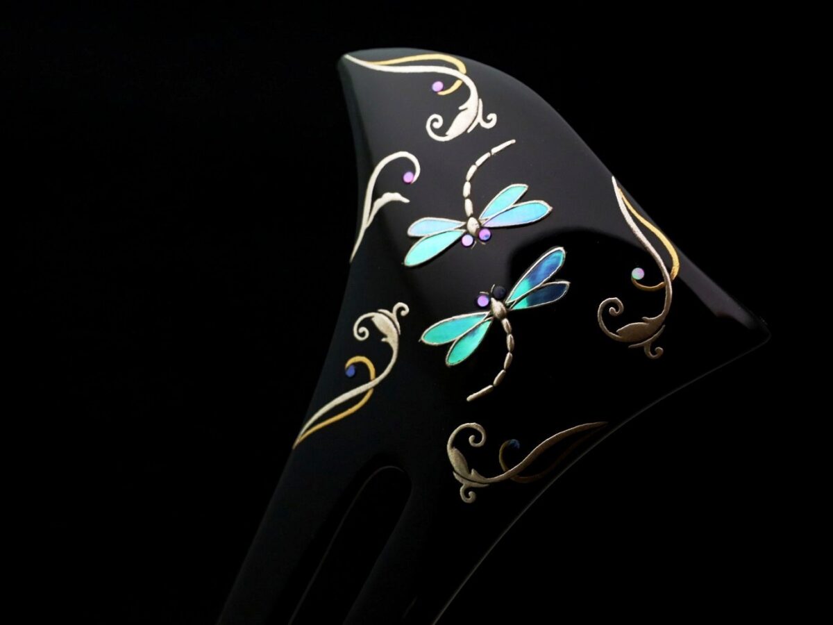 縁起ものの蜻蛉（勝虫）｜木製漆蜻蛉螺鈿金蒔絵かんざし2026