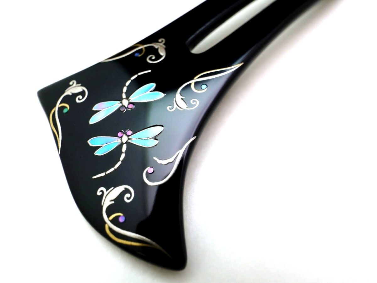 縁起ものの蜻蛉（勝虫）｜木製漆蜻蛉螺鈿金蒔絵かんざし2026