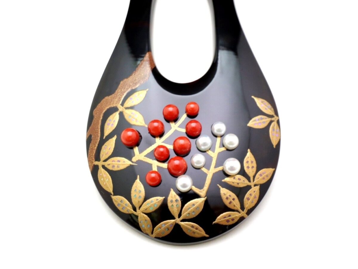 べっ甲南天螺鈿金蒔絵かんざし｜結婚式、留袖、訪問着にお勧め