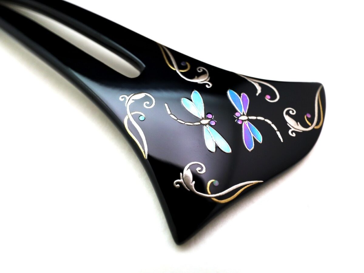 縁起ものの蜻蛉（勝虫）｜木製漆蜻蛉螺鈿金蒔絵かんざし2026