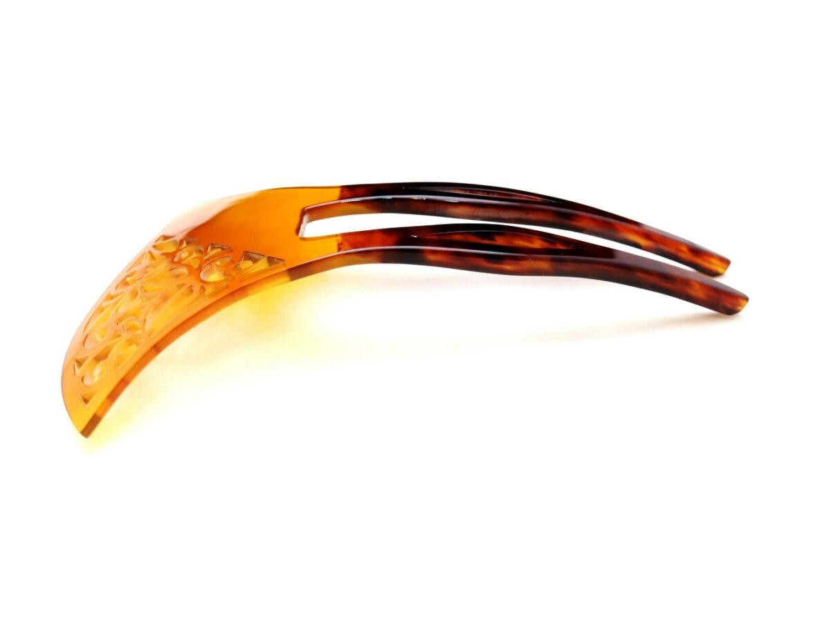 べっ甲唐草文様透かし彫りかんざし2026・２種｜子孫繁栄、長寿