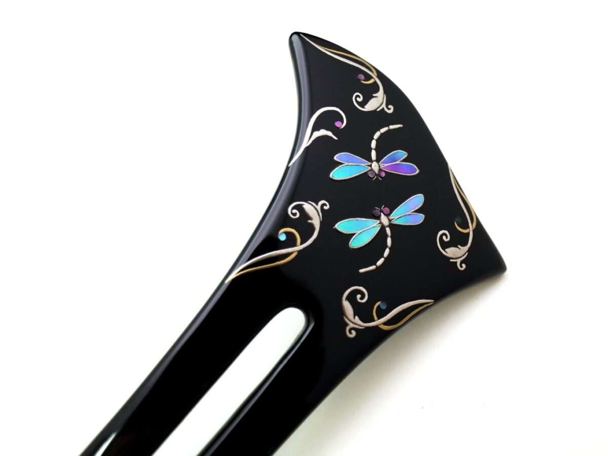 縁起ものの蜻蛉（勝虫）｜木製漆蜻蛉螺鈿金蒔絵かんざし2026