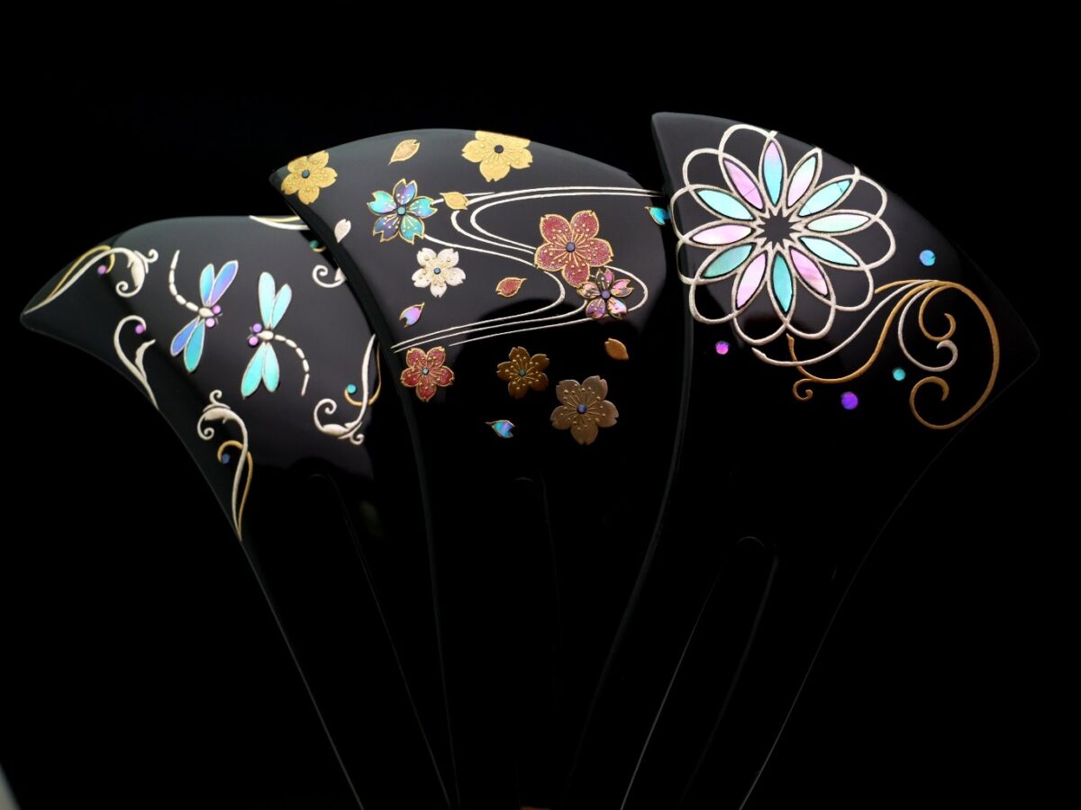 縁起ものの蜻蛉（勝虫）｜木製漆蜻蛉螺鈿金蒔絵かんざし2026