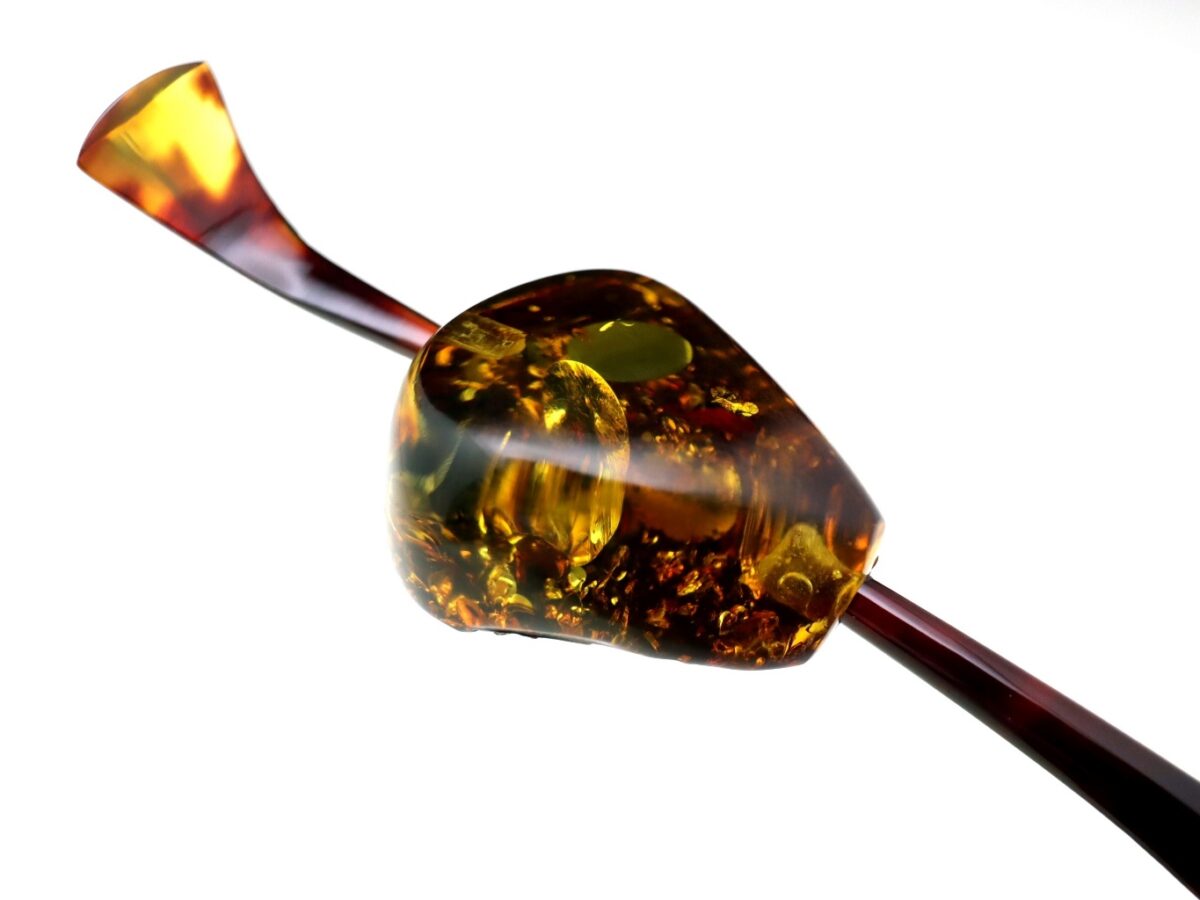 べっ甲バルティックアンバー一本挿し2026｜草木染｜天然琥珀美