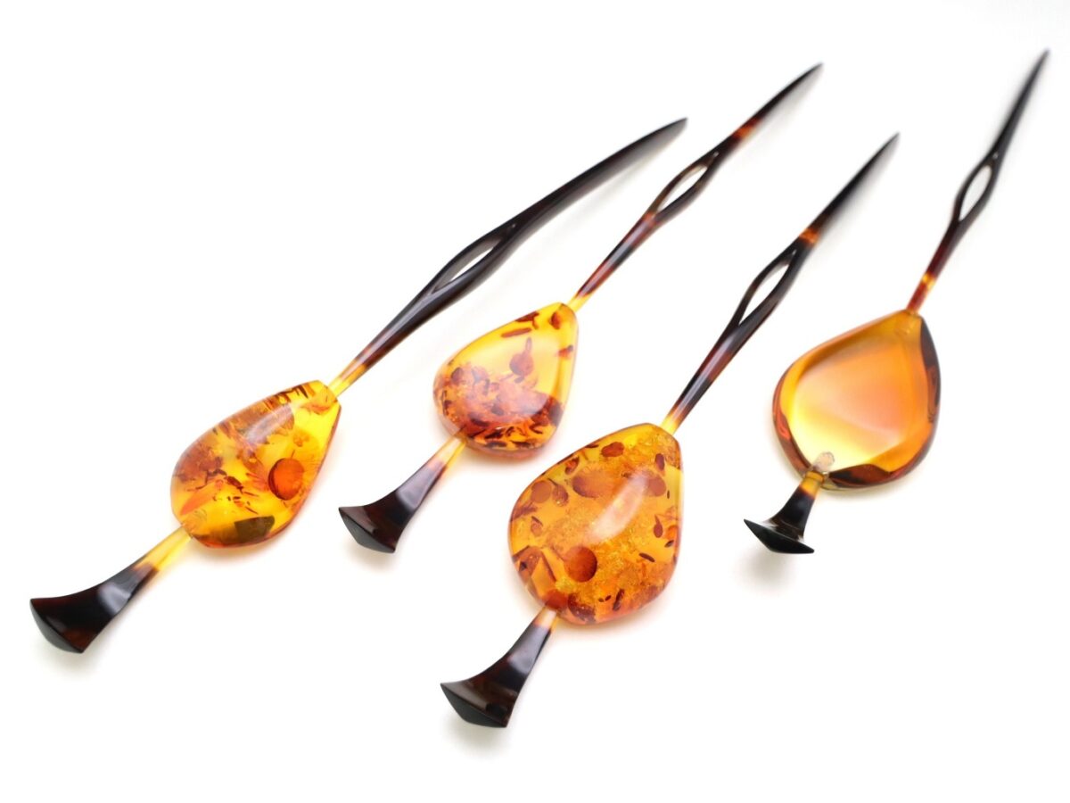 べっ甲バルティックアンバー一本挿し2026|天然琥珀の煌めき