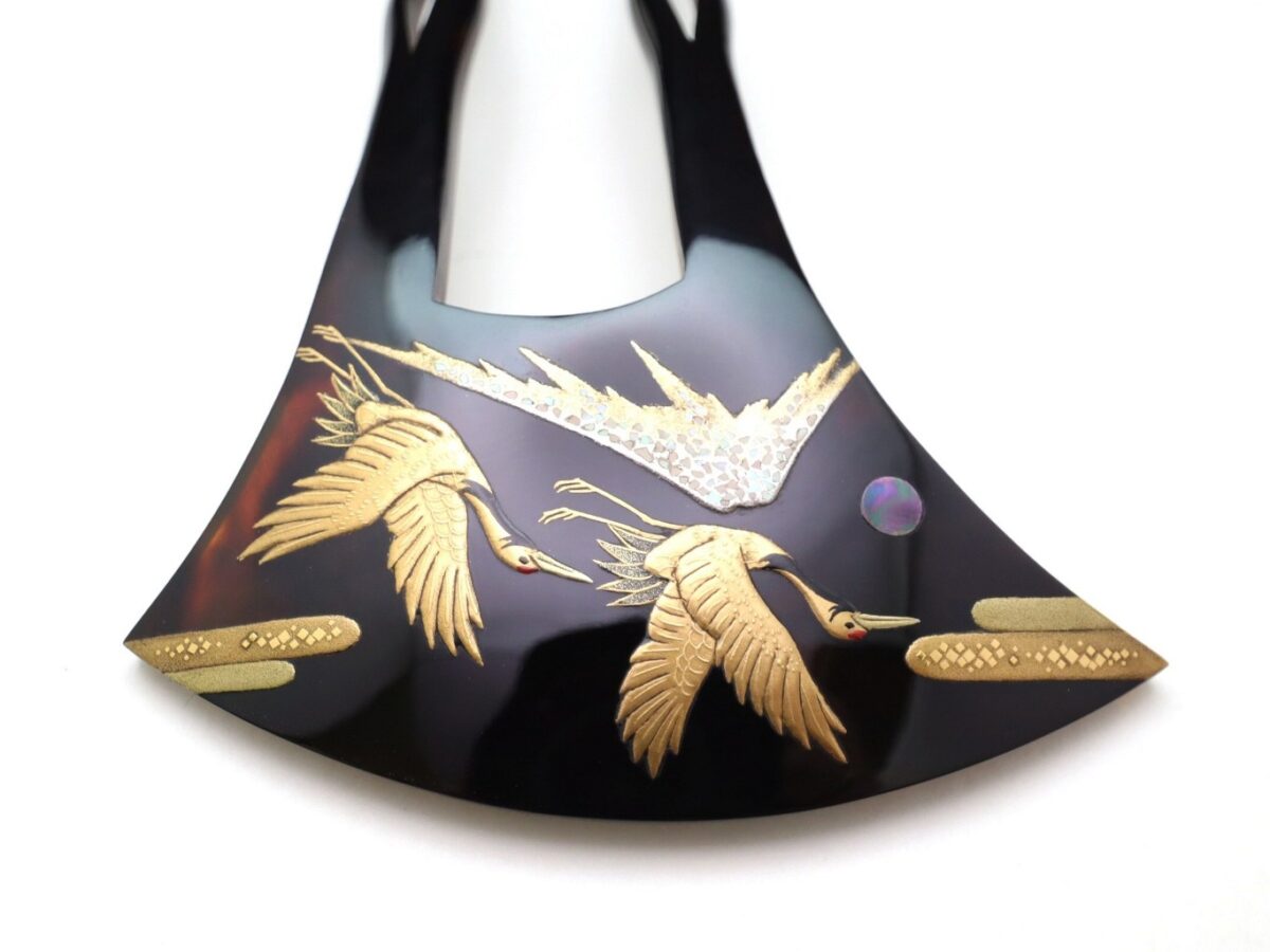 黒留袖、結婚式に｜べっ甲夫婦鶴富士山螺鈿金蒔絵かんざし2026