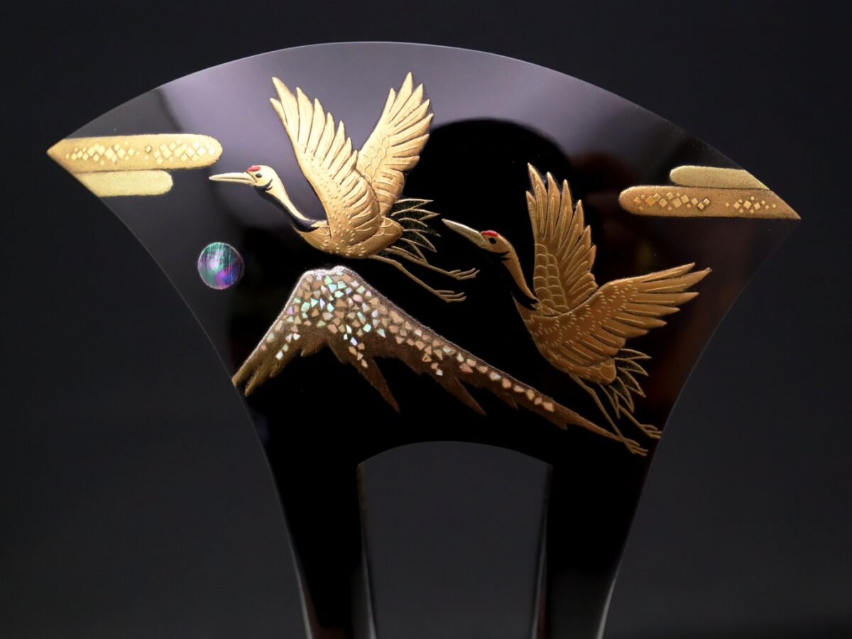 黒留袖、結婚式に｜べっ甲夫婦鶴富士山螺鈿金蒔絵かんざし2026