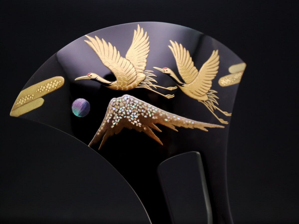 黒留袖、結婚式に｜べっ甲夫婦鶴富士山螺鈿金蒔絵かんざし2026