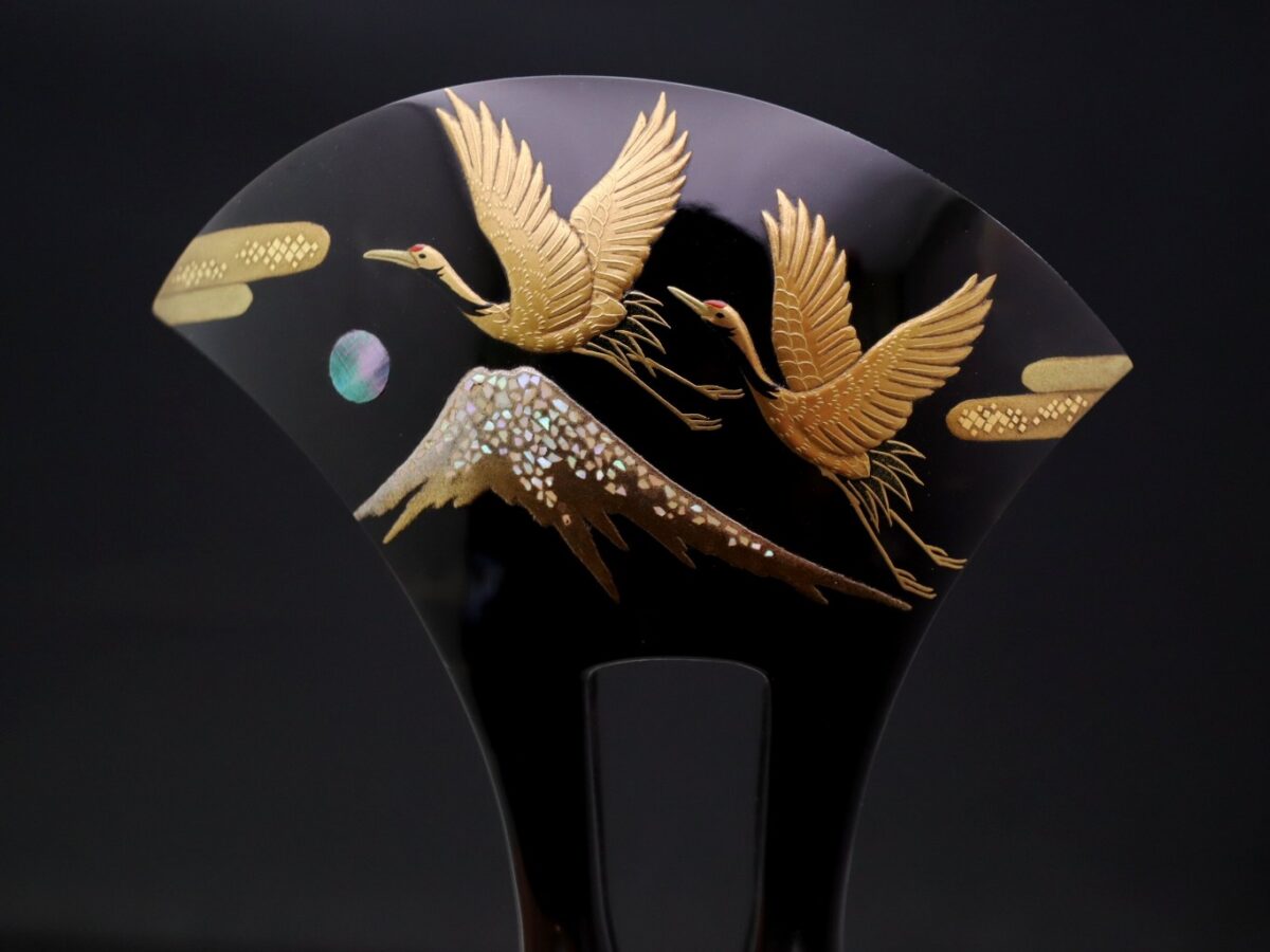 黒留袖、結婚式に｜べっ甲夫婦鶴富士山螺鈿金蒔絵かんざし2026