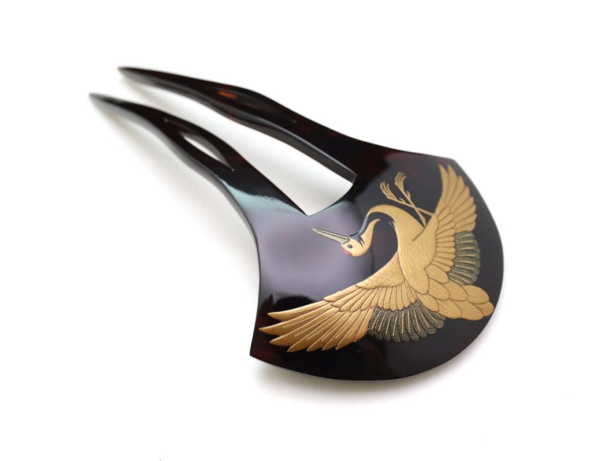 黒留袖、結婚式におすすめ｜べっ甲飛鶴老松金蒔絵かんざし2026