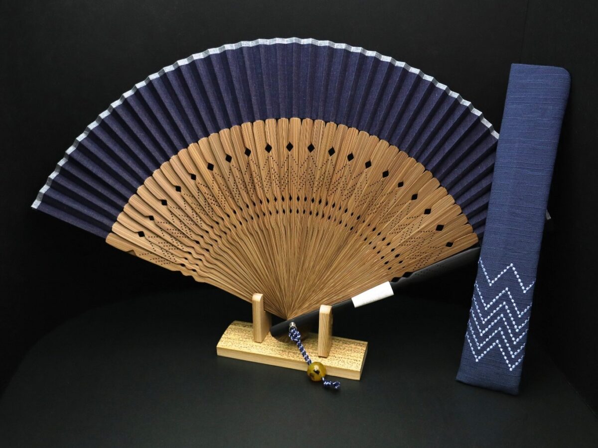 扇子セット｜紳士用2026｜布（綿ポリ）製扇面、ギフトにお勧め