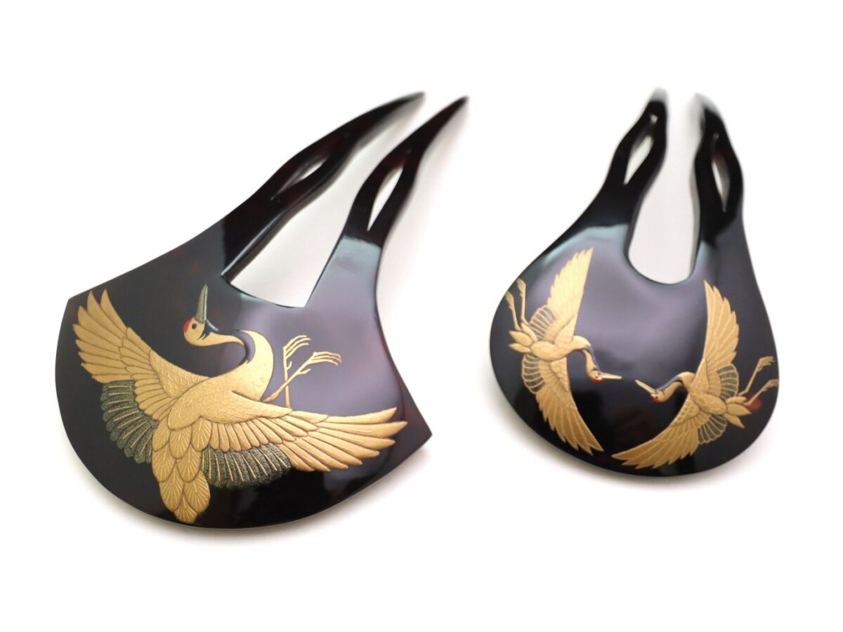 黒留袖、結婚式におすすめ｜べっ甲飛鶴老松金蒔絵かんざし2026