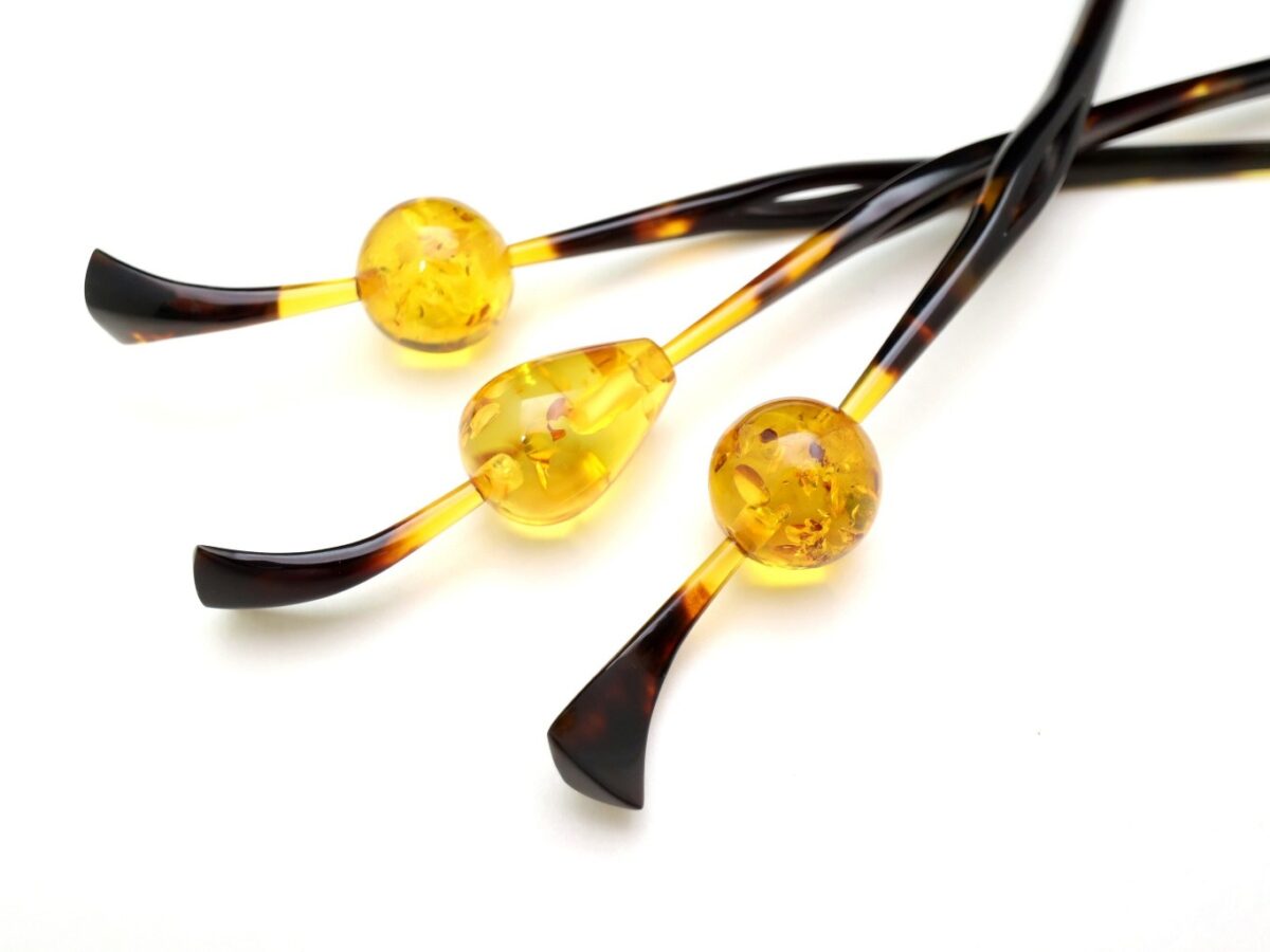 べっ甲カービング玉かんざし｜バルティックアンバー、アラゴライト