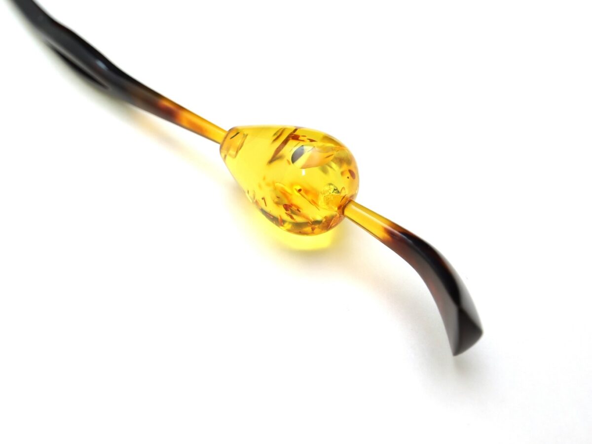 べっ甲カービング玉かんざし｜バルティックアンバー、アラゴライト