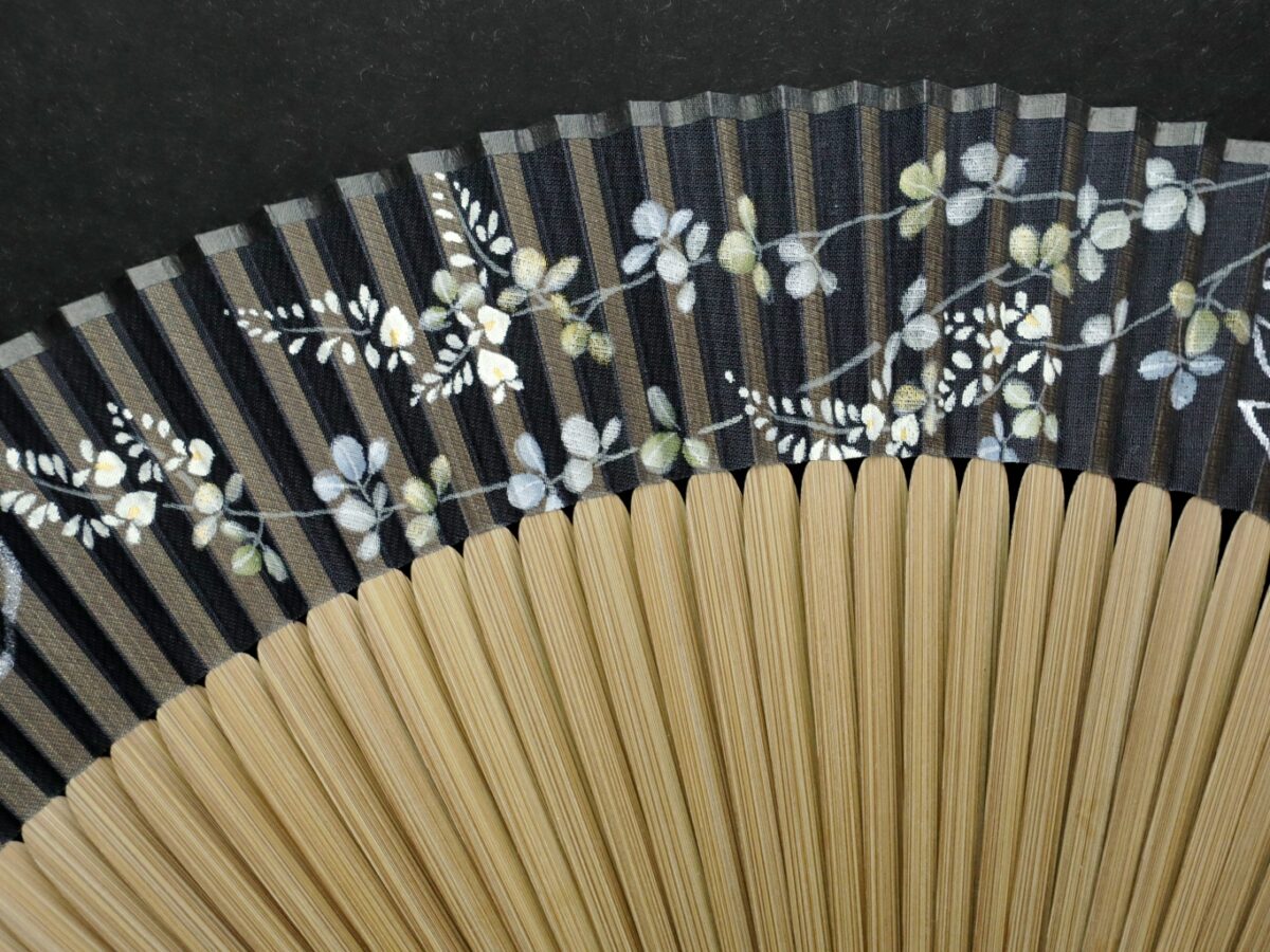 扇子セット｜婦人用2026・３種｜日本製絹の扇面に手描きの花々、贅沢な六十間短地扇子