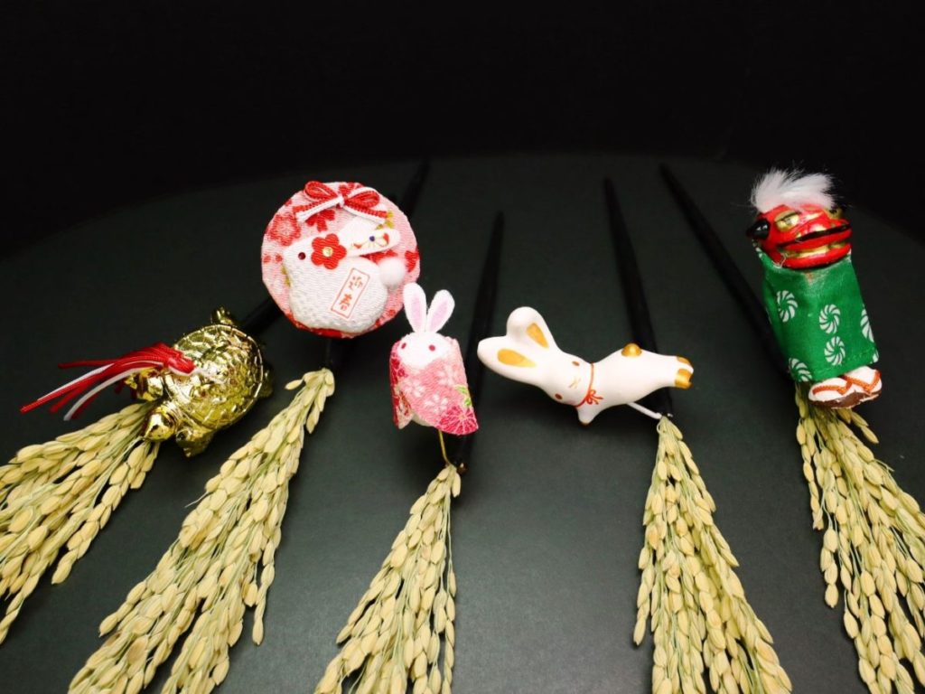 縁起物かんざし 和模様 簪 髪飾り 和 鶴 日本 ツル ゴールド シルバー 花-
